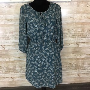 Banana Republic dress feather leaf pattern 6P